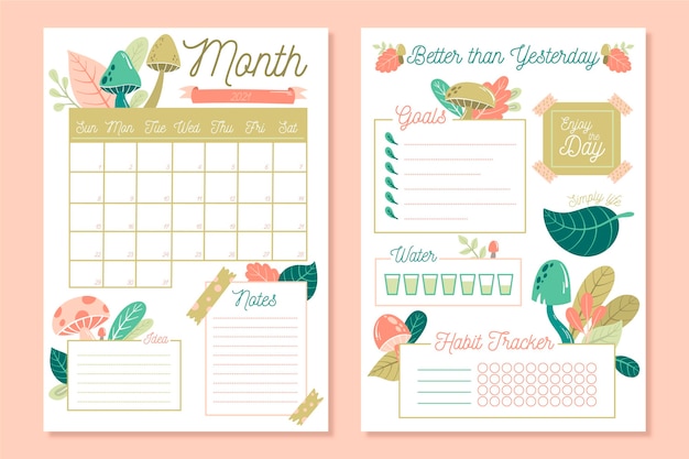 Free Vector bullet journal planner template