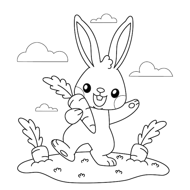 Free Vector bunny coloring book illustration