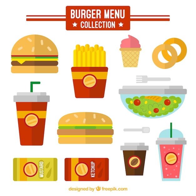 Free Vector burger menu in flat design