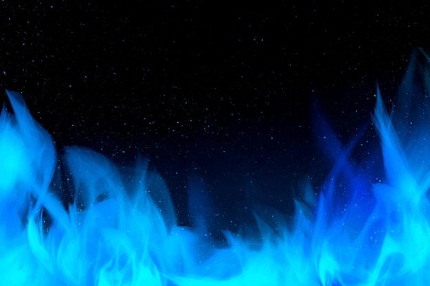 Free Vector burning blue fire flame border