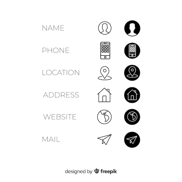 Business card icons set