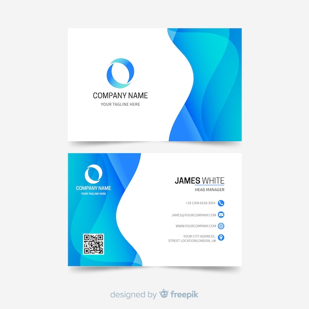 Free Vector business card template with abstract shapes