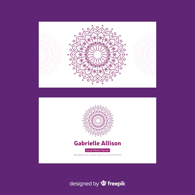 Free Vector business card template with mandala design