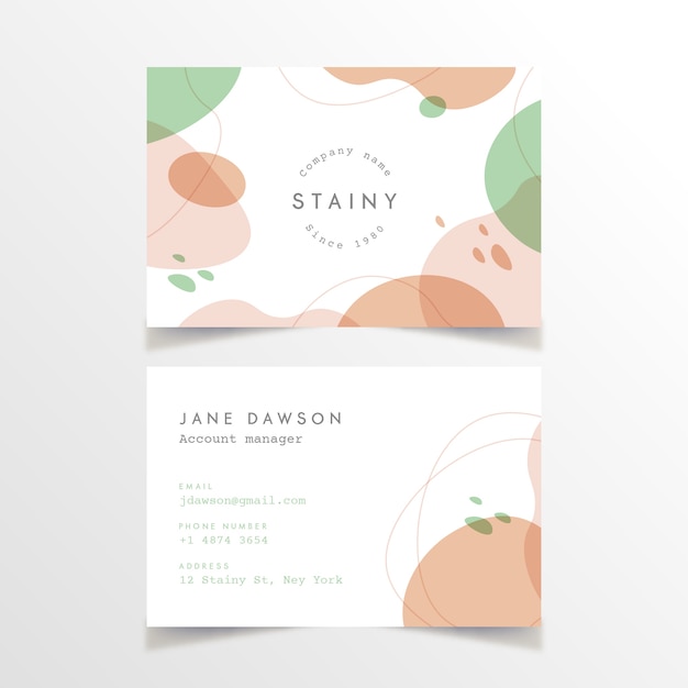 Free Vector business card template with stains