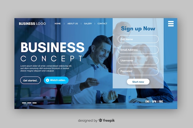 Free vector business concept landing page