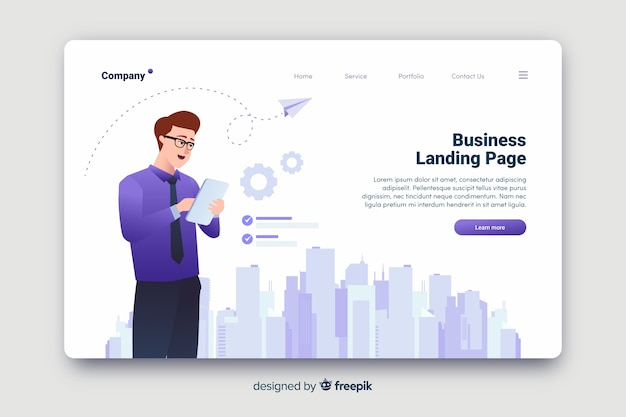 Free vector business concept landing page