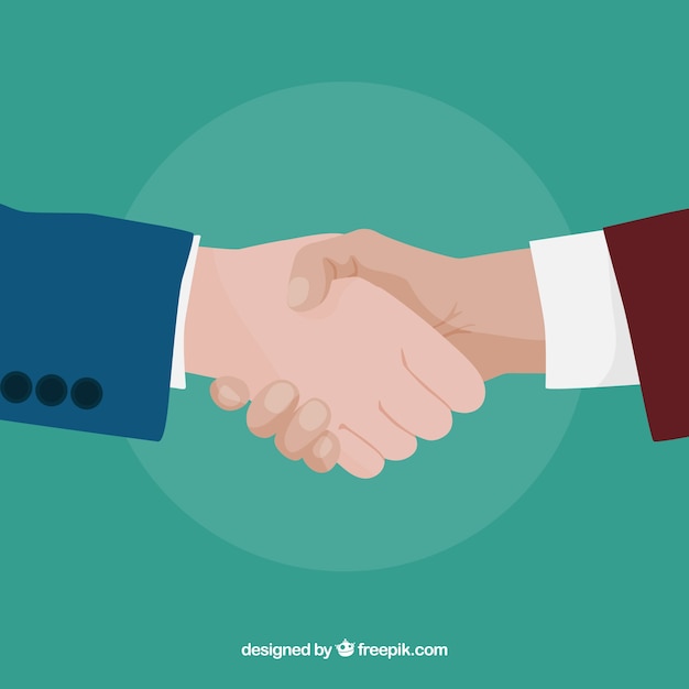 Free Vector business handshake background in flat style