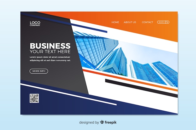 Free vector business home page with photo