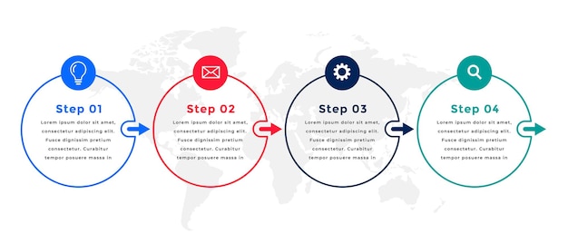 Free Vector business infographic template of four steps