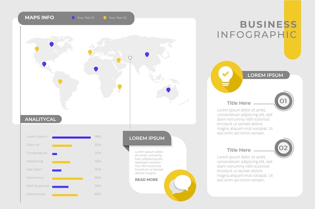 Free Vector business infographic template with map