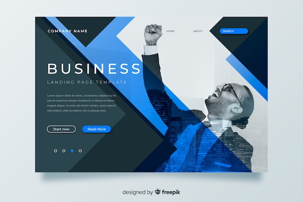 Free vector business landing page template with image