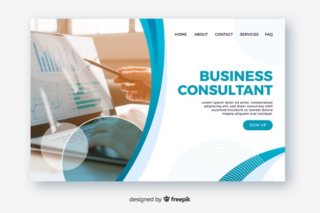 Business landing page template with photo