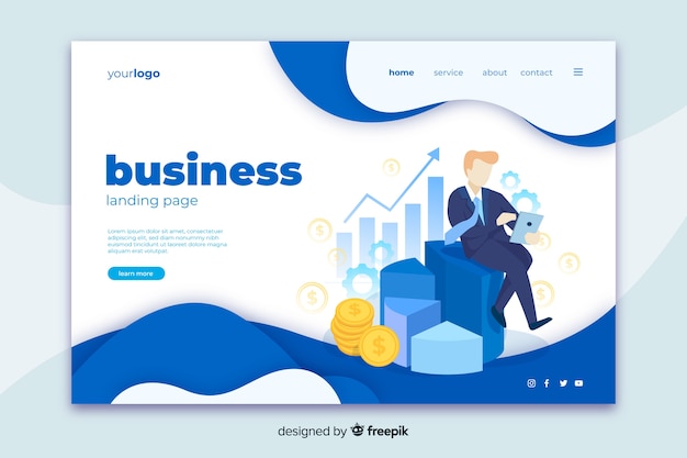 Free vector business landing page web template