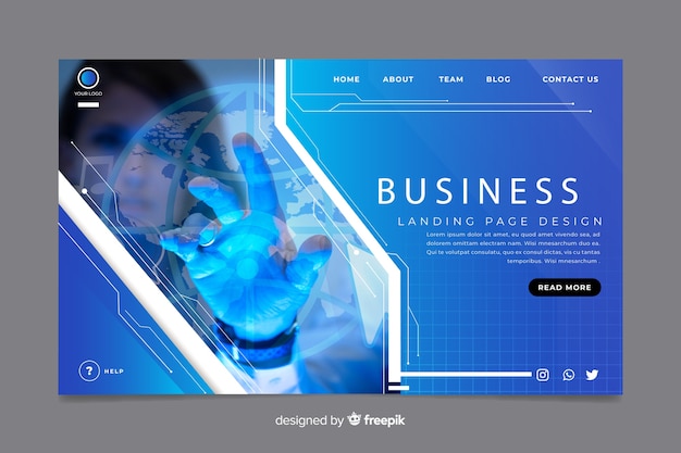 Business landing page with dark photo