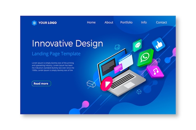 Free Vector business landing page with electronic device