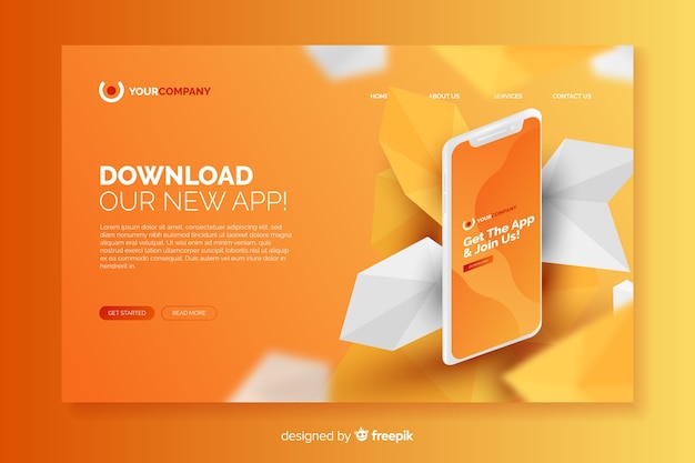 Free vector business landing page with phone