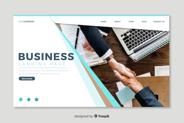 Business landing page with photo