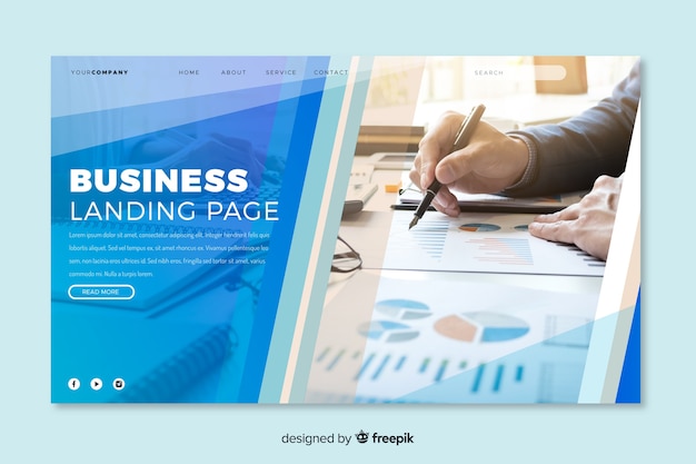 Business landing page with photo