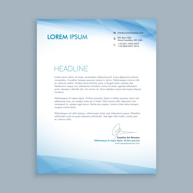 Free Vector business letter with blue shapes