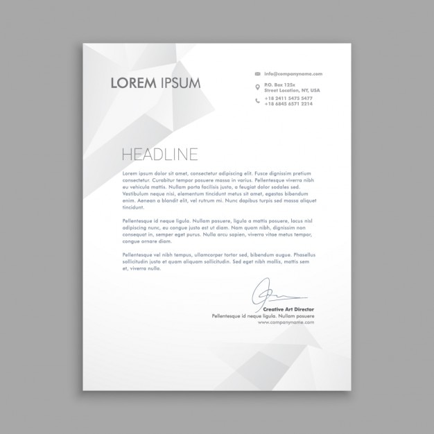 Free Vector business letter with grey polygons