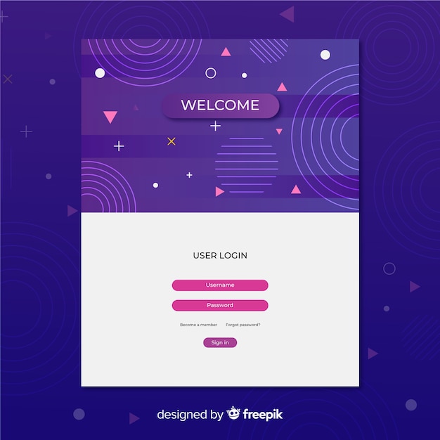 Free Vector business log in landing page design