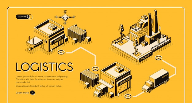 Free Vector business logistics service isometric vector web banner