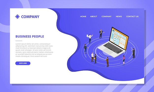 Free vector business people concept for website template or landing homepage with isometric style vector
