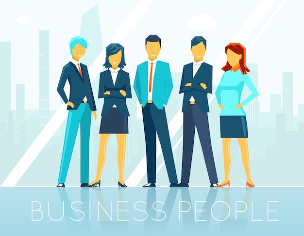 Free vector business people. teamwork and person, team communication, discussion seminar, vector illustration