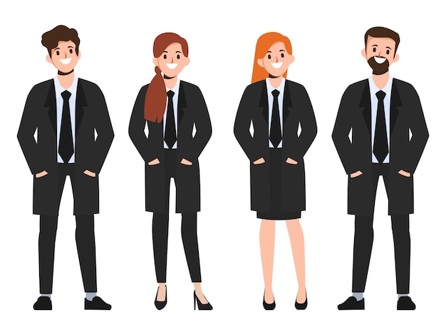 Free vector business people teamwork in uniform black suit clothes