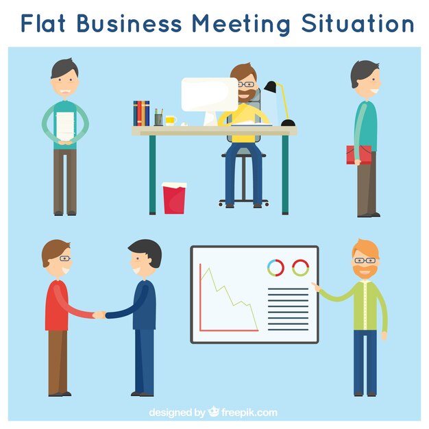 Business situations in flat design