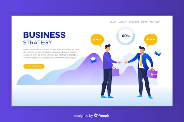 Free vector business strategy landing page template