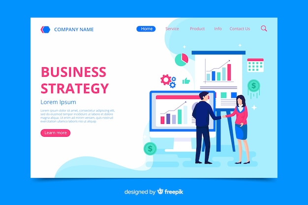 Free vector business strategy landing page template