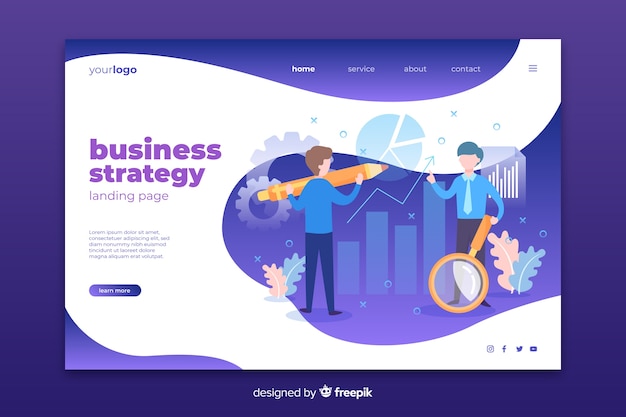 Free Vector business strategy landing page template