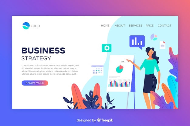 Free Vector business strategy landing page web design