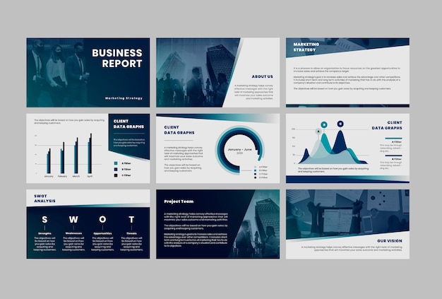 Free Vector business strategy presentation editable templates