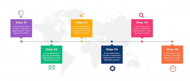 Business timeline infographic template design six steps