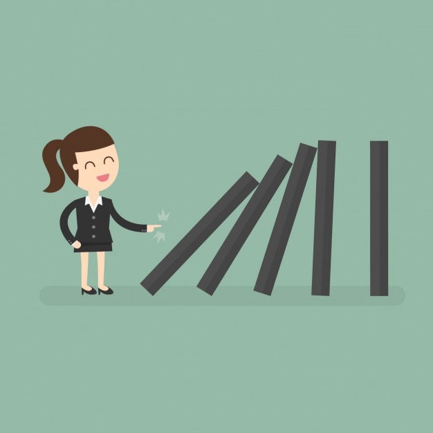 Free Vector business woman pushing the pieces