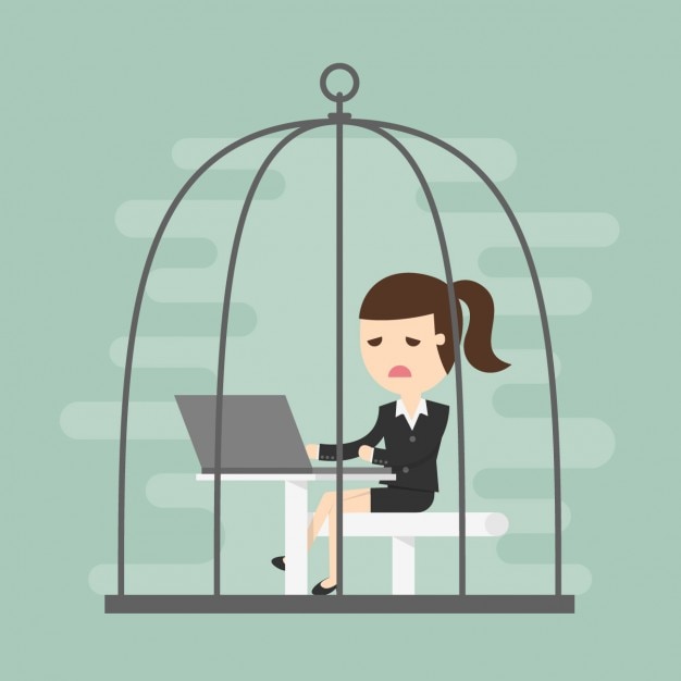 Free Vector business woman working in a cage