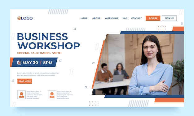 Free Vector business workshop landing page template