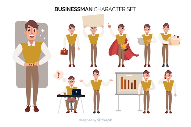 Free Vector businessman character set