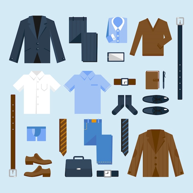 Free vector businessman clothes icons set