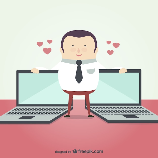 Free Vector businessman with laptops