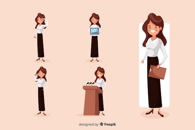 Free Vector businesswoman doing different actions