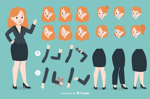 Free vector businesswoman set with different postures
