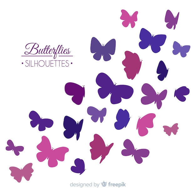 Free Vector butterfly swarm silhouette background