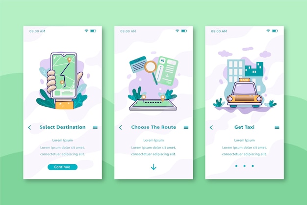Free Vector cab service mobile interface design