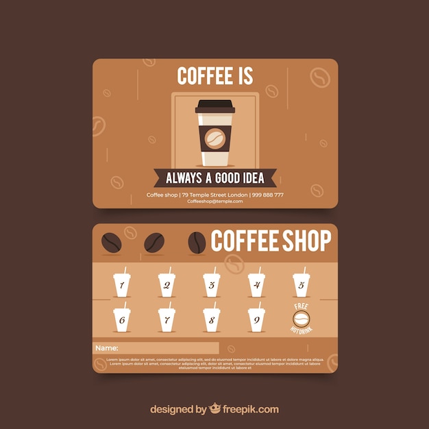 Cafe loyalty card template with modern style