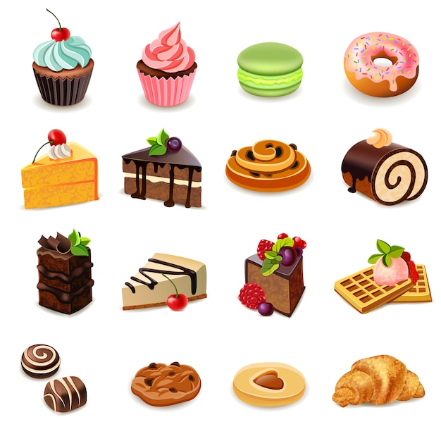 Free Vector cakes icons set