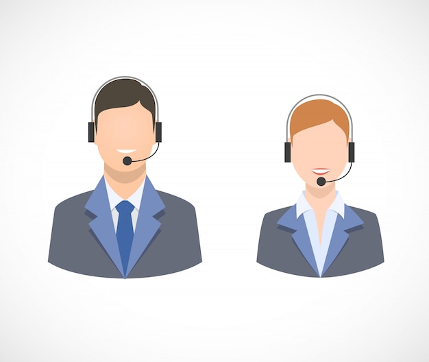 Call center support personnel staff icons