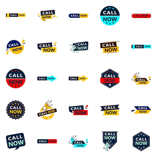 Free Vector call now 25 eye catching typographic banners for boosting call ins